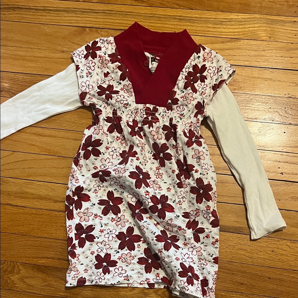 Floral Red and White Kids Dress Tea Collection 4t